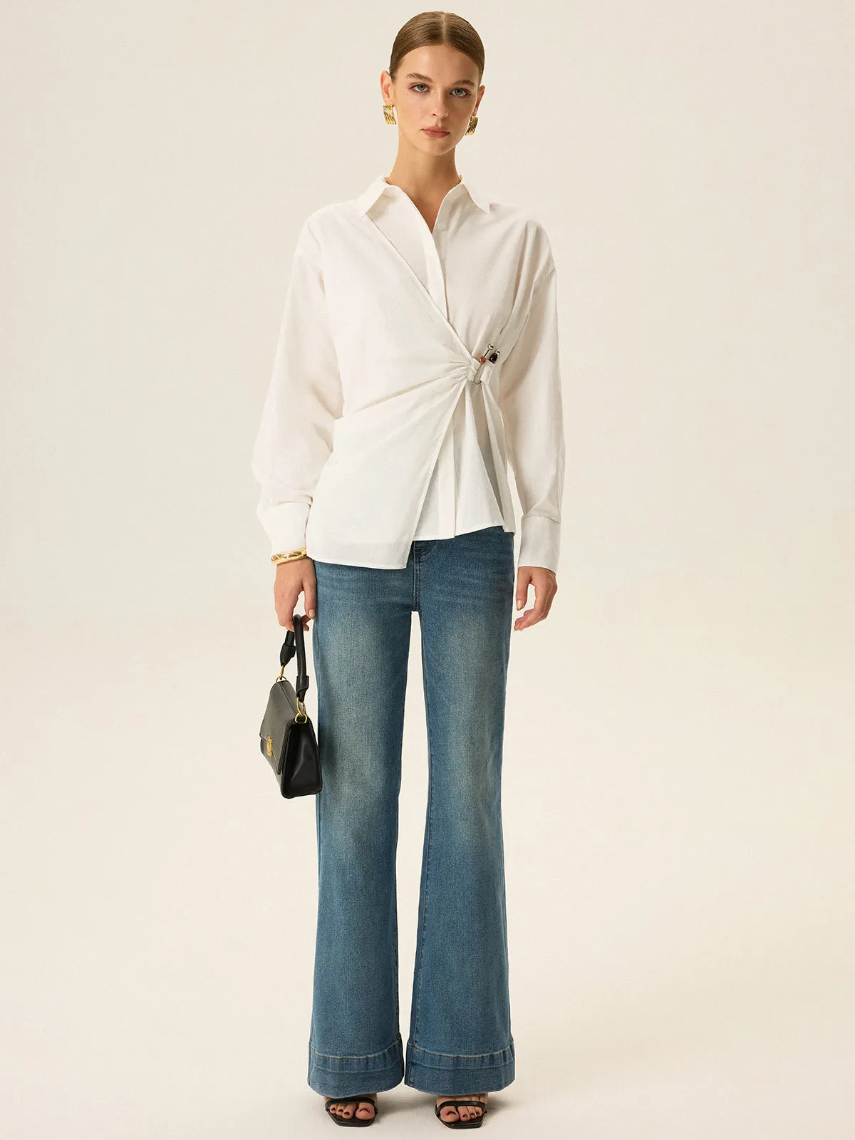 Asymmetric Wrap Long-Sleeve Shirt sold by COMMENSE product image thumbnail 3