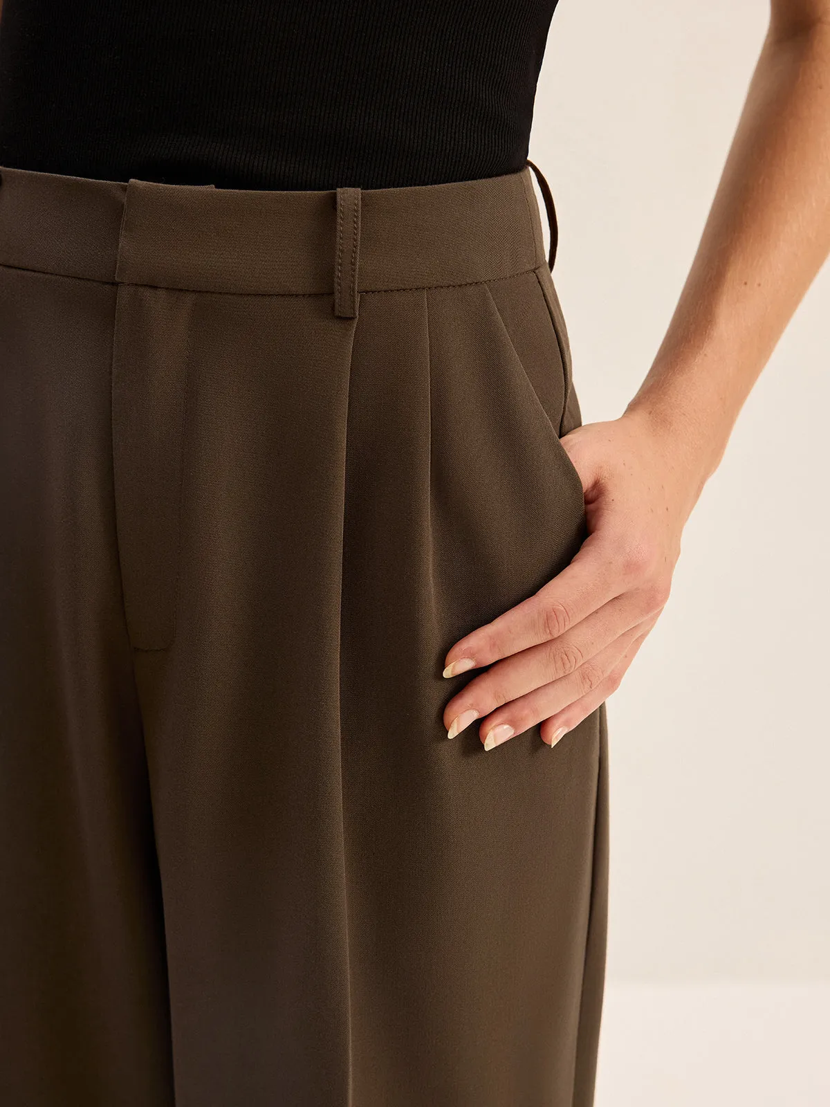 High-Waisted Pleated Pants sold by COMMENSE product image thumbnail 2