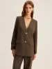 V-Neck Metal Button Blazer sold by COMMENSE