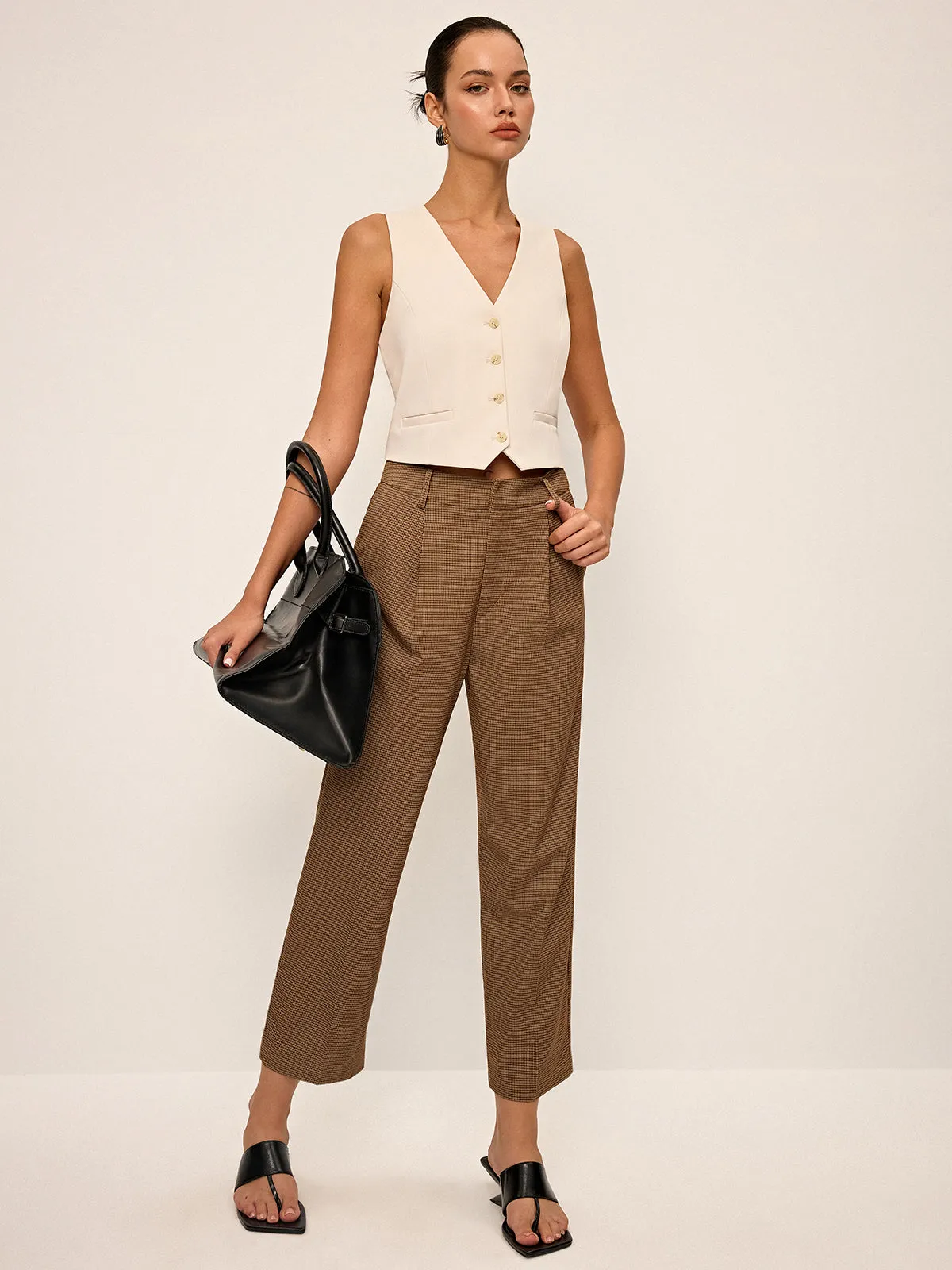 Houndstooth Cropped Pants sold by COMMENSE product image thumbnail 2