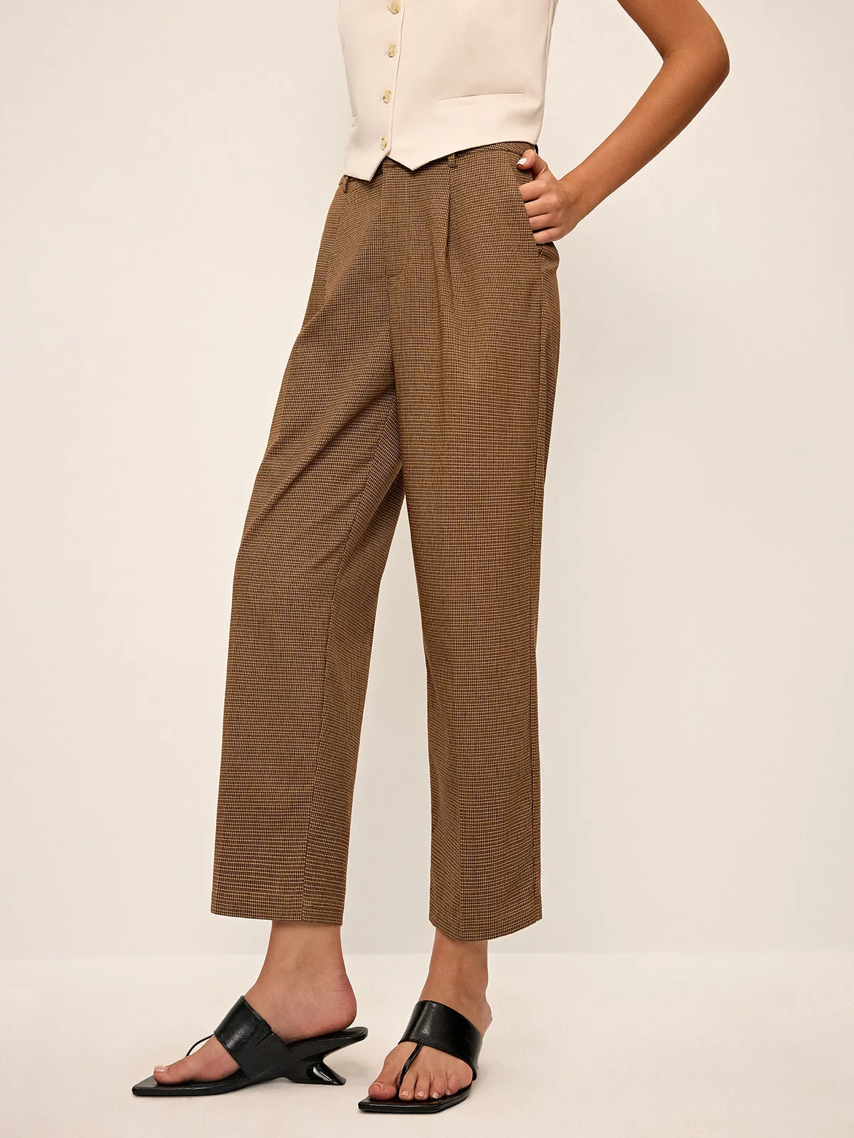 Houndstooth Cropped Pants sold by COMMENSE product image thumbnail 3