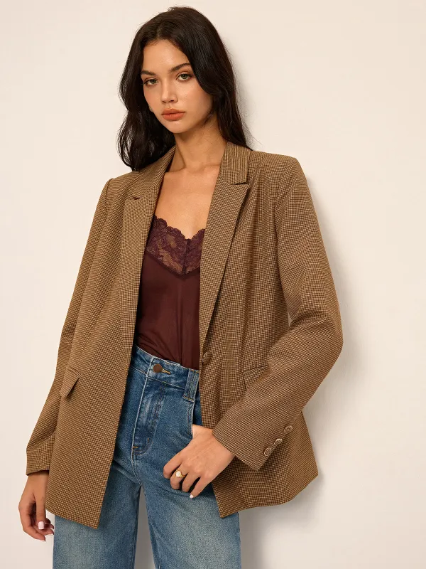 Houndstooth Oversized Blazer sold by COMMENSE