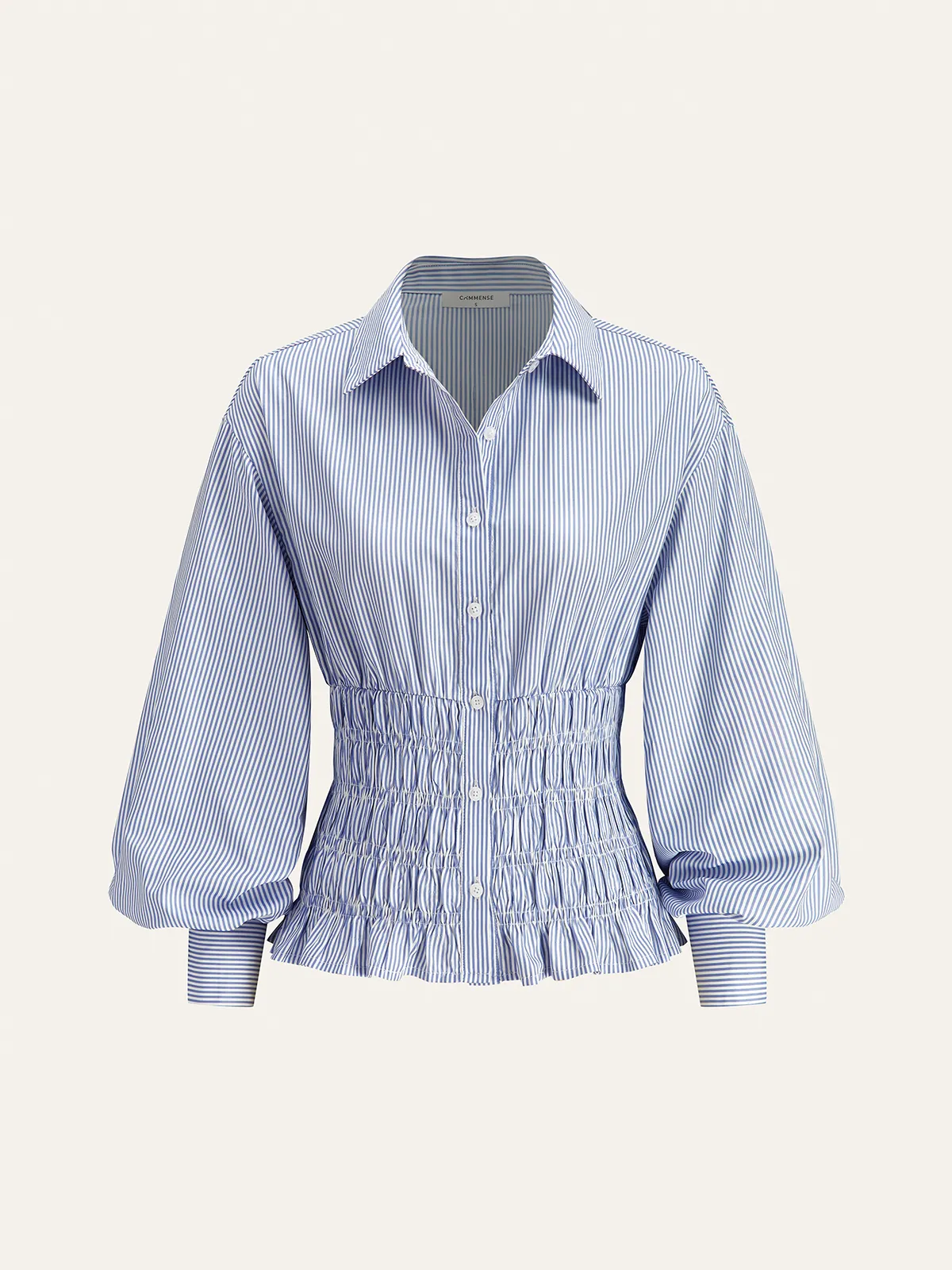 Striped Smocked Waist Shirt sold by COMMENSE product image thumbnail 3