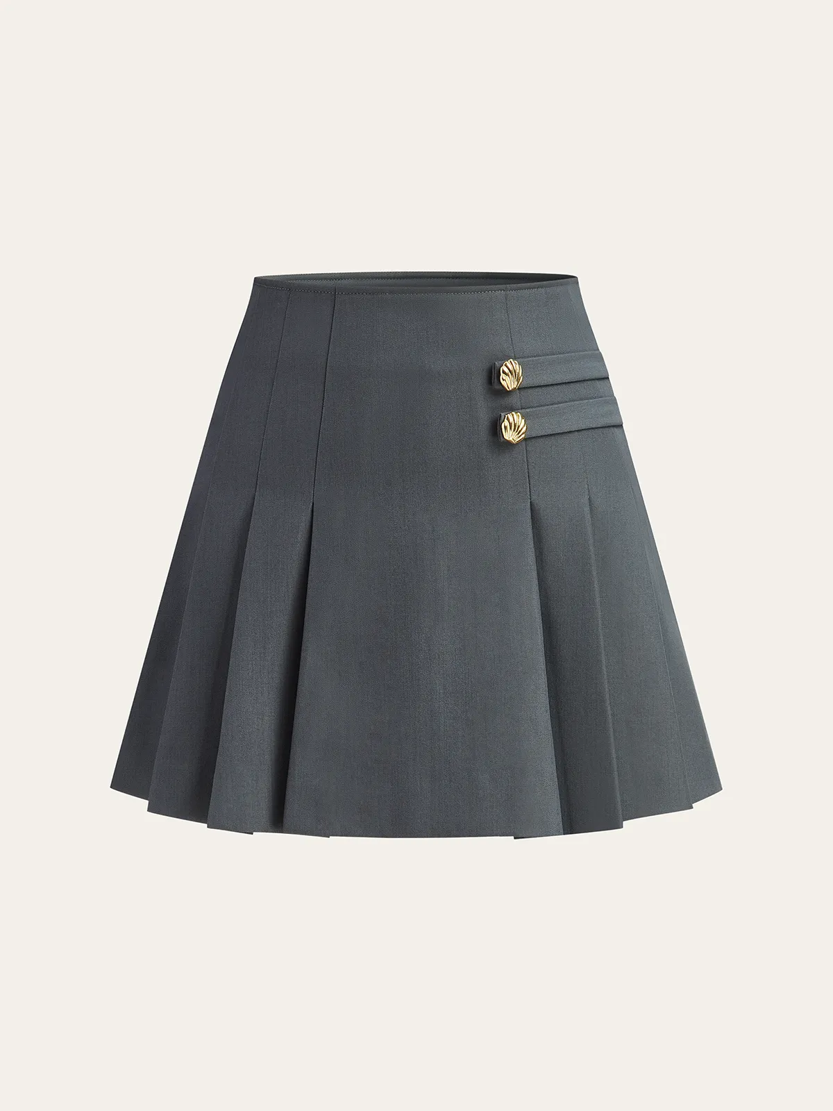 Metal Detail Pleated Mini Skirt sold by COMMENSE