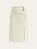 Metal Detail Slit Midi Skirt sold by COMMENSE
