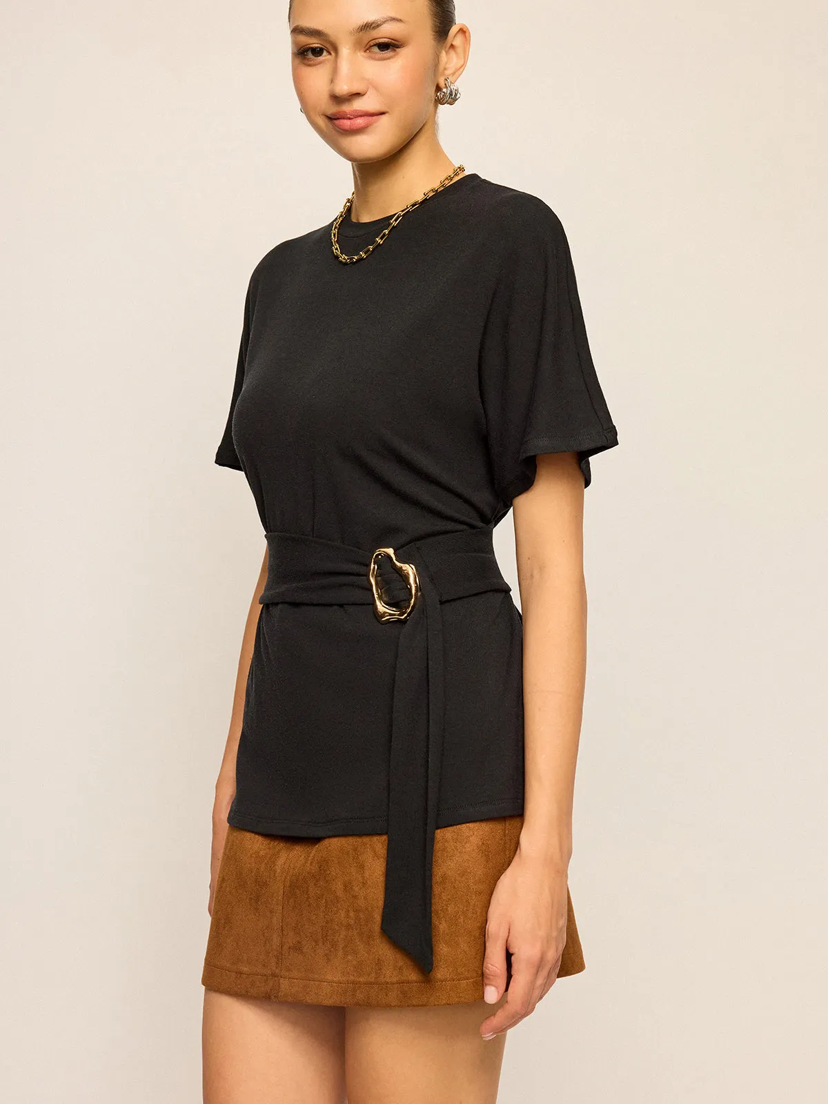 Belted Short-Sleeve Top sold by COMMENSE product image thumbnail 4