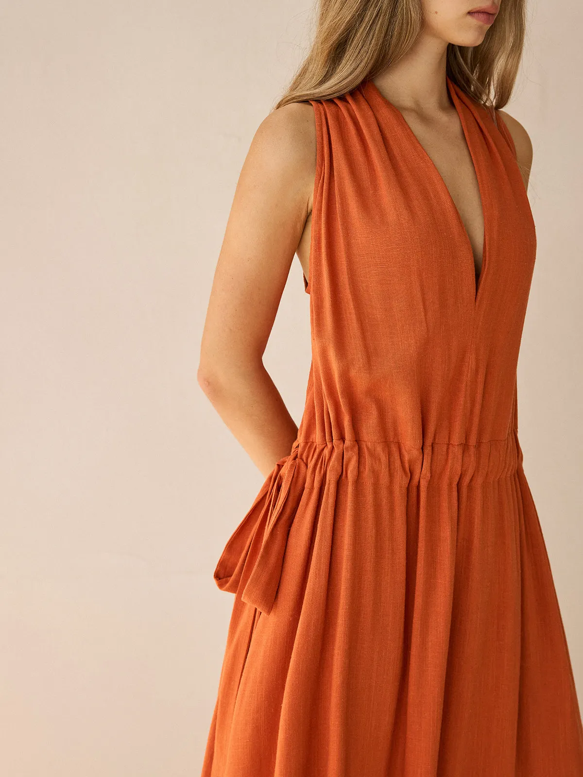 Cotton & Linen Halter Maxi Dress sold by COMMENSE product image thumbnail 5