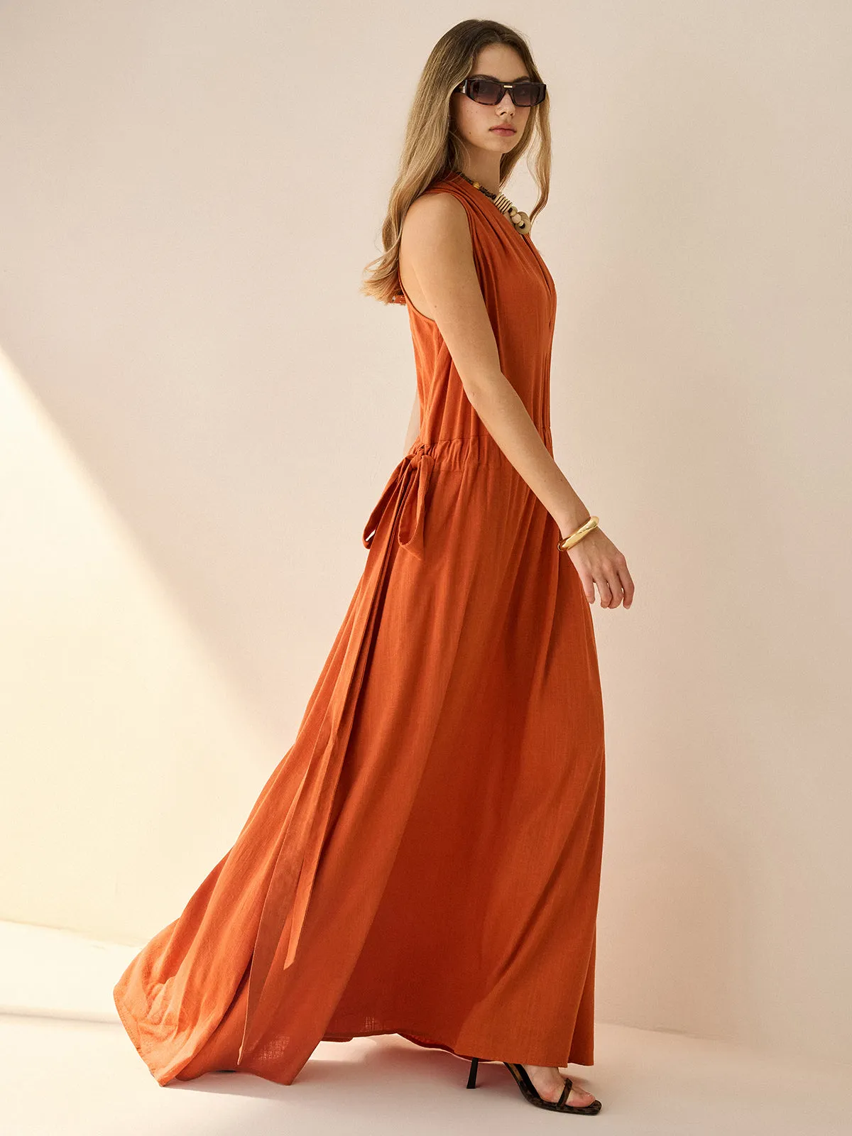 Cotton & Linen Halter Maxi Dress sold by COMMENSE product image thumbnail 2