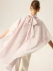Semi-Sheer Chiffon High-Neck Tiered Cape Top sold by COMMENSE