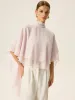 Semi-Sheer Chiffon High-Neck Tiered Cape Top sold by COMMENSE