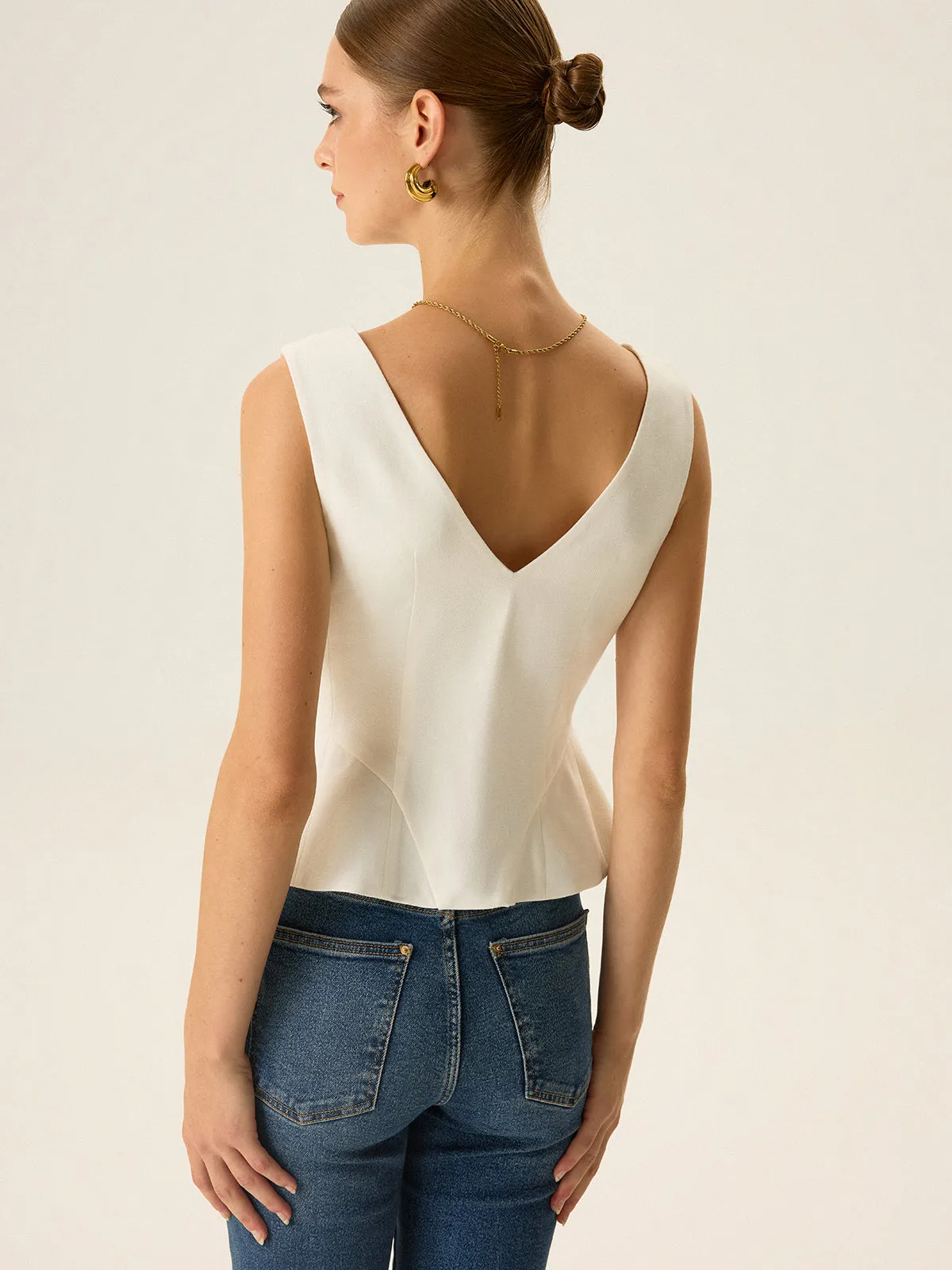 Button-Front Peplum Vest sold by COMMENSE product image thumbnail 3