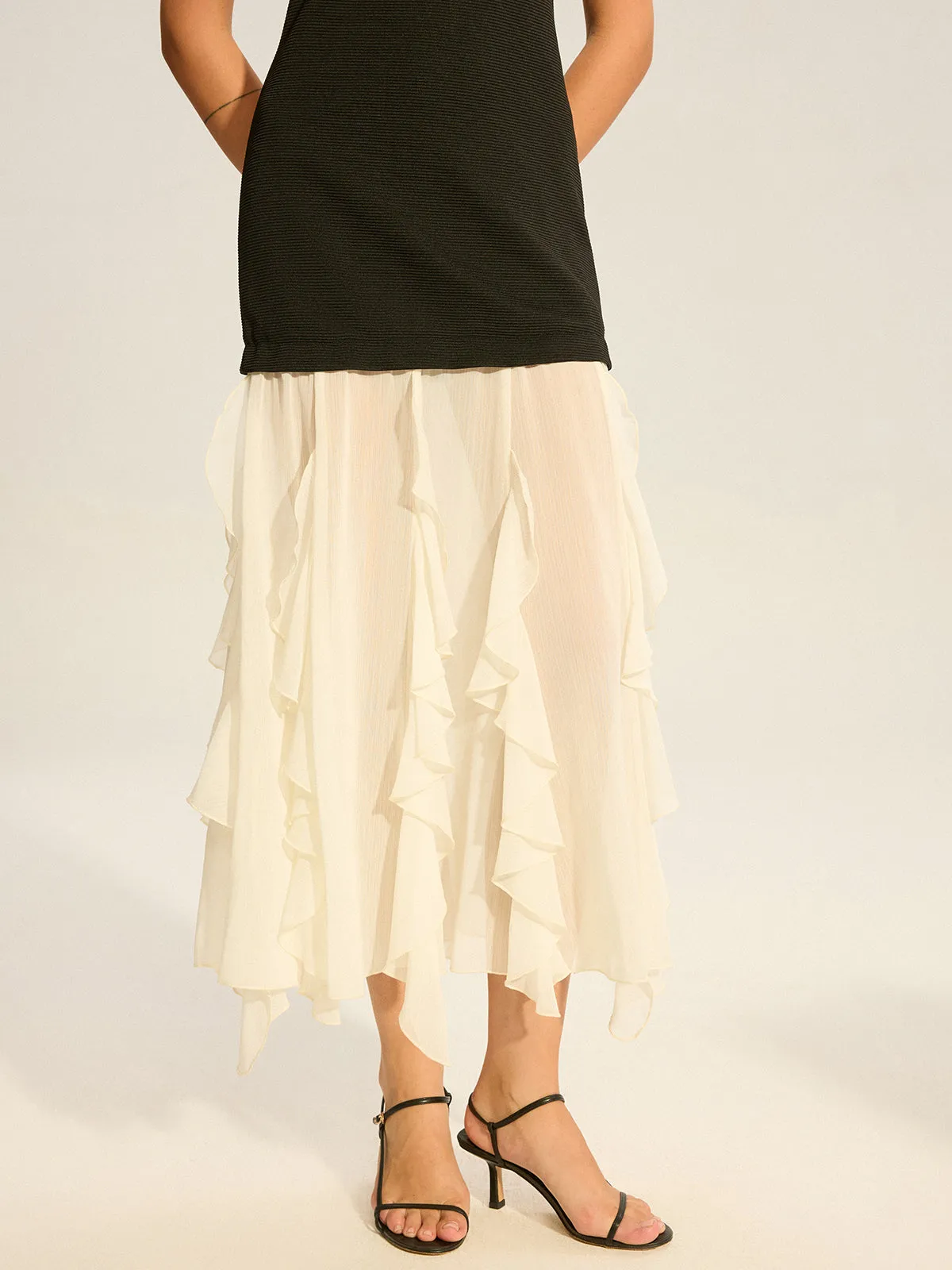2 in 1 Semi-Sheer Ruffled Hem Maxi Dress sold by COMMENSE product image thumbnail 5