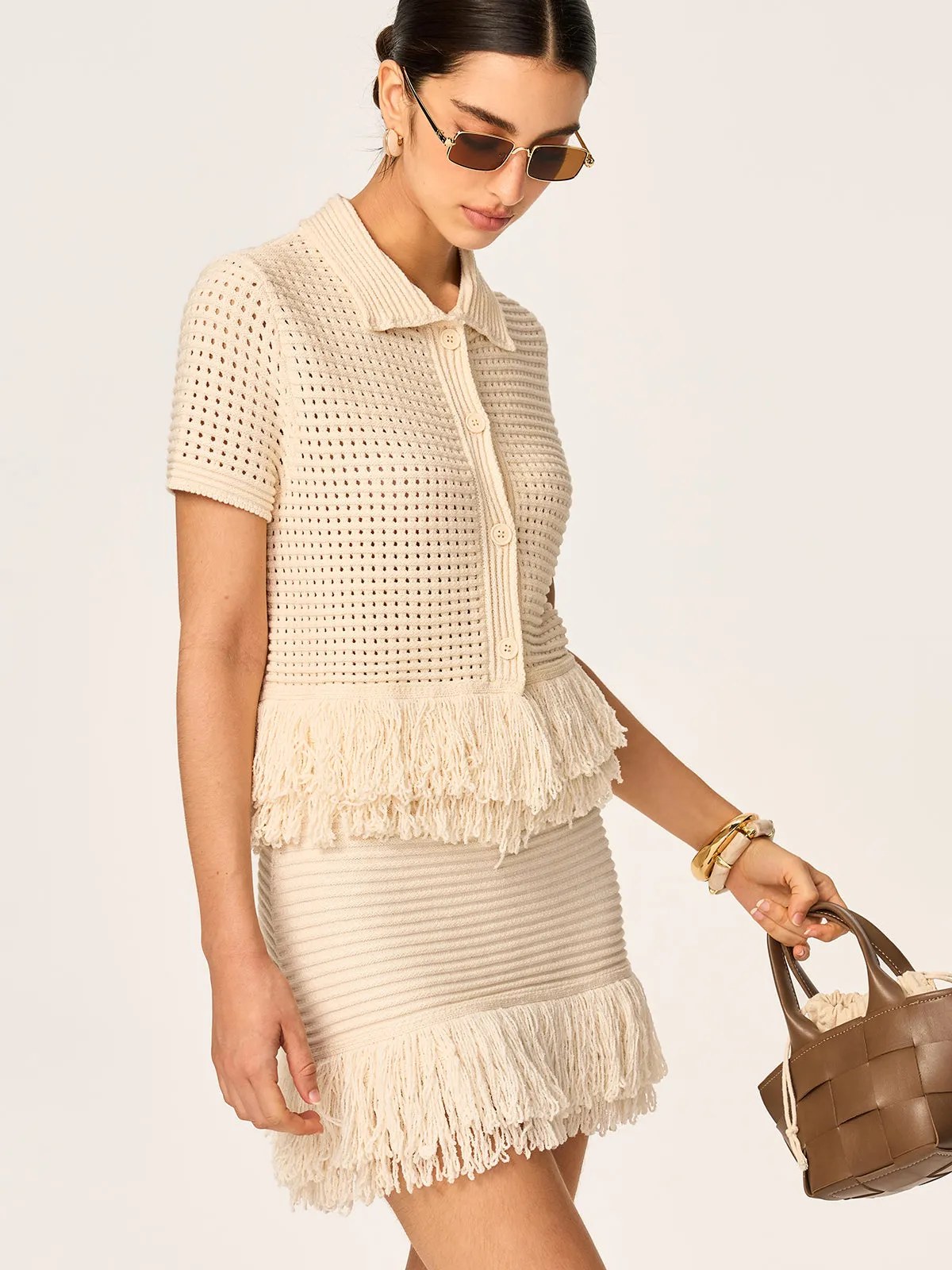 Fringed Knit Mini Skirt sold by COMMENSE product image thumbnail 4