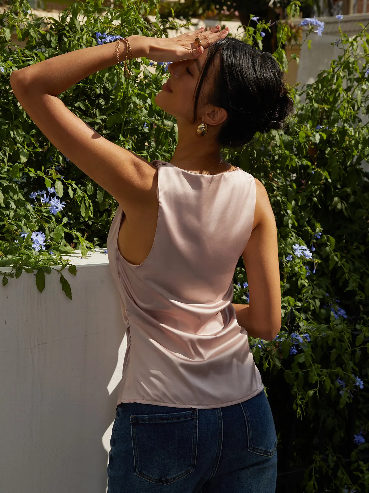 Draped Cowl Neck Tank Top sold by COMMENSE product image thumbnail 4