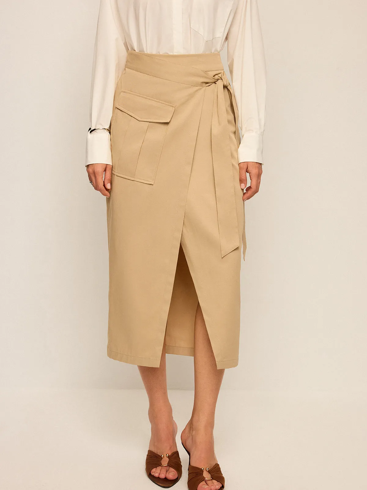Pocket Wrap Midi Skirt sold by COMMENSE product image thumbnail 5