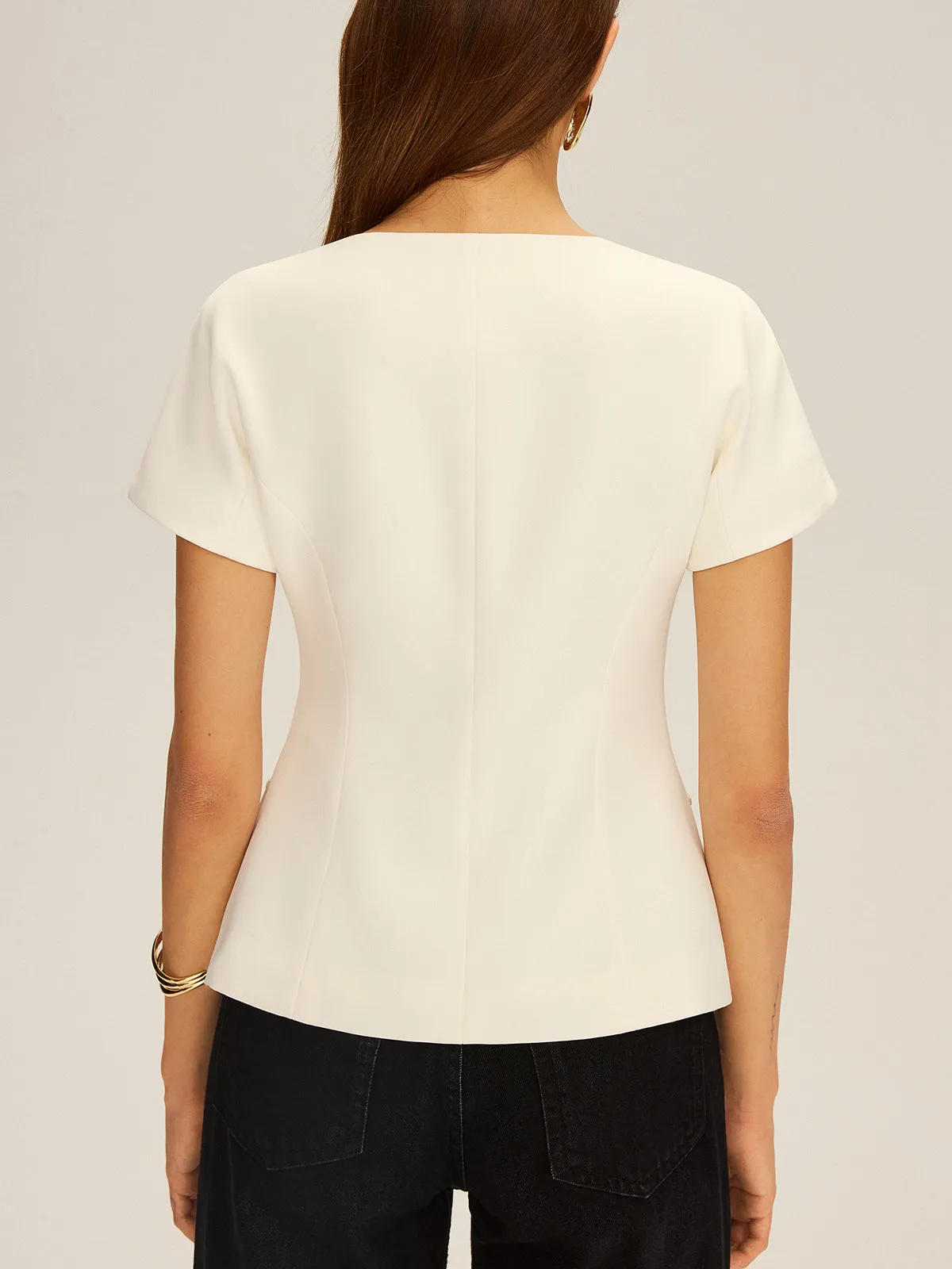 Double-Breasted Short-Sleeve Blazer sold by COMMENSE product image thumbnail 3