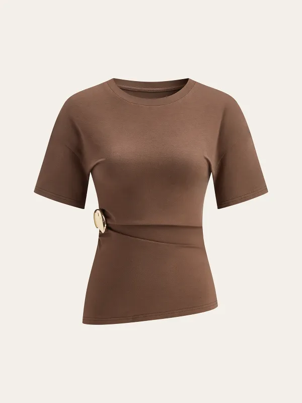Asymmetric Short-Sleeved Top sold by COMMENSE