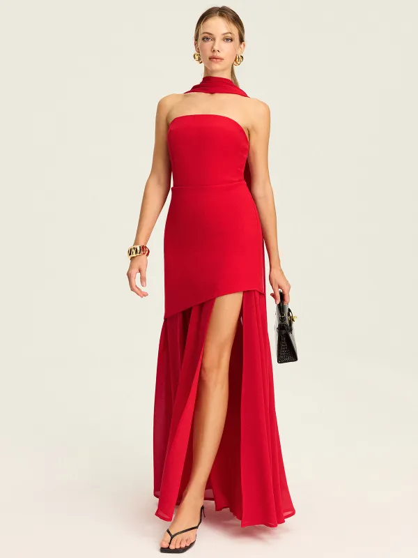 Strapless High-Slit Maxi Dress sold by COMMENSE