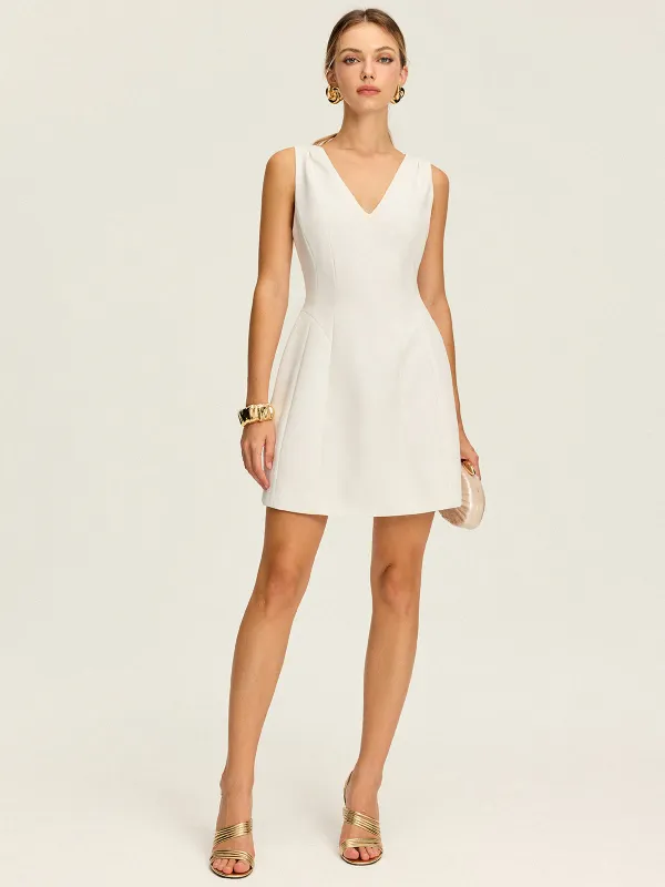 V-Neck Pleated Mini Dress sold by COMMENSE