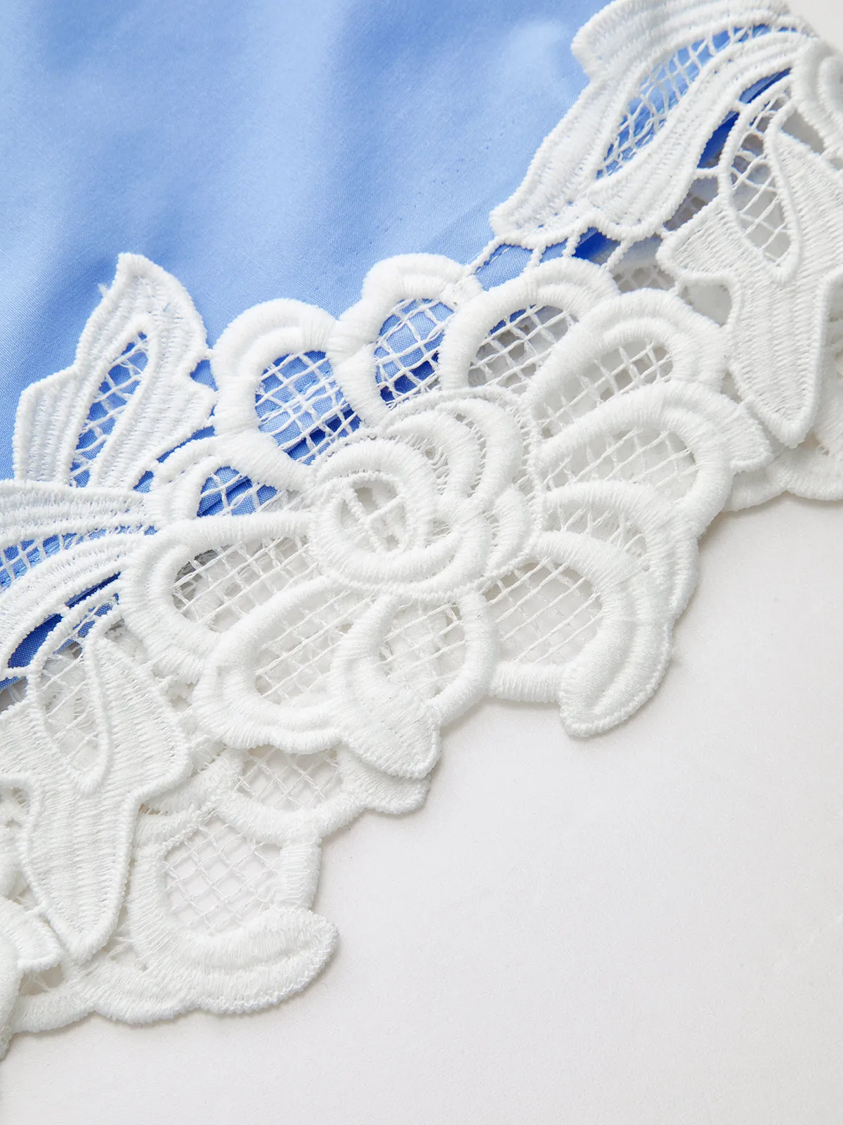 Lace Trim Asymmetric Hem Shirt Dress sold by COMMENSE product image thumbnail 4