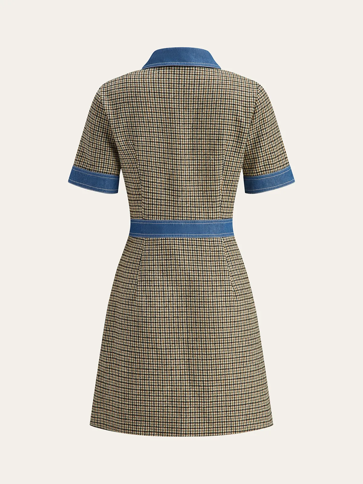 Plaid Contrast Trim Mini Dress sold by COMMENSE product image thumbnail 2