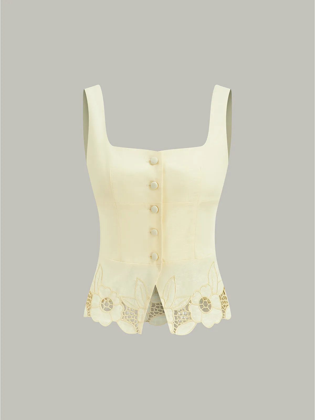 Linen & Cotton Embroidered Tank Top sold by COMMENSE