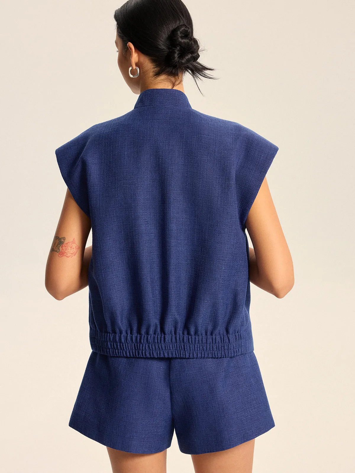 Cap Sleeve Collared Vest sold by COMMENSE product image thumbnail 5