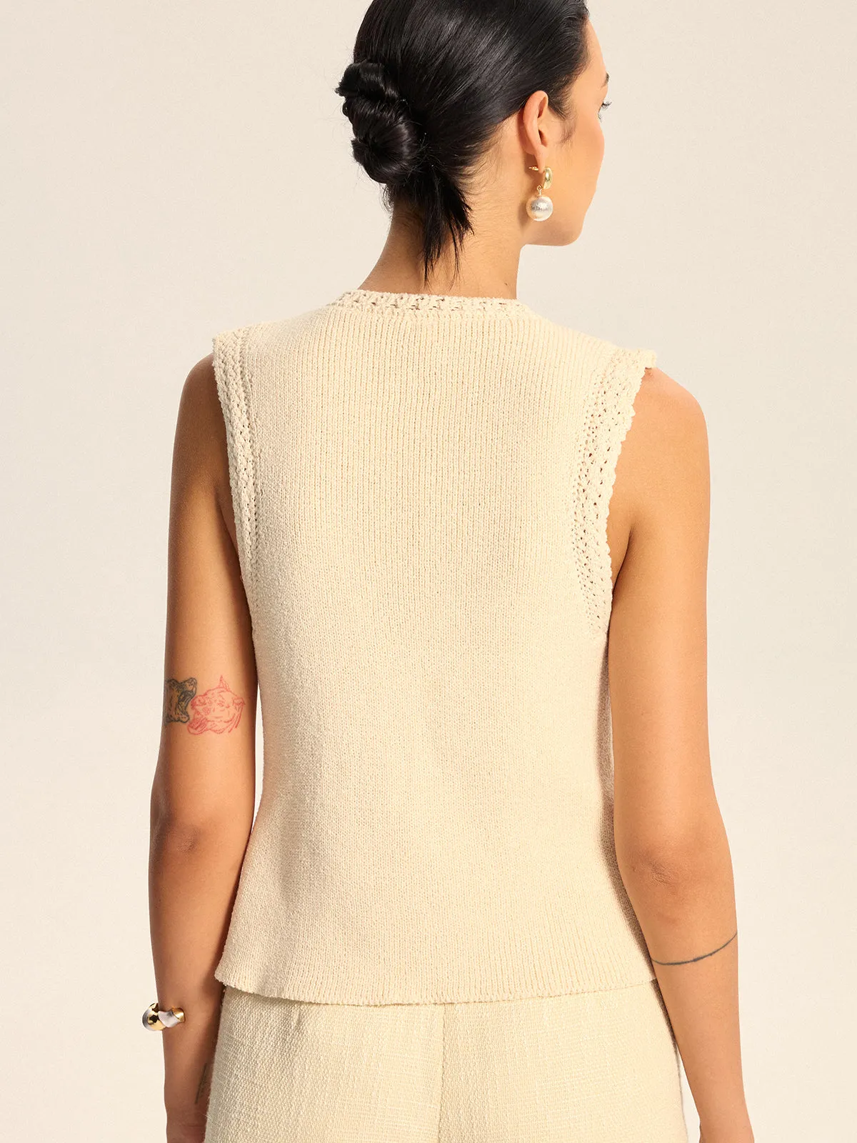 Crochet Trim Knit Vest sold by COMMENSE product image thumbnail 4