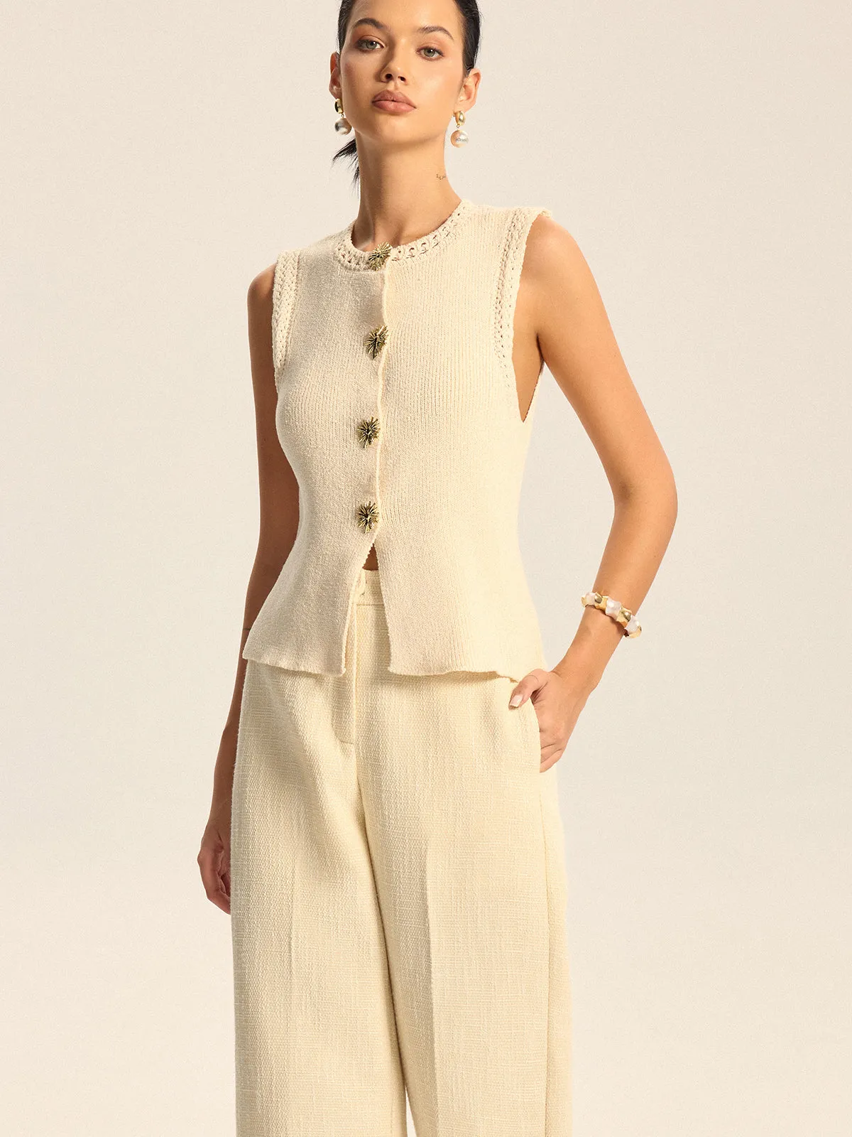 Crochet Trim Knit Vest sold by COMMENSE product image thumbnail 2