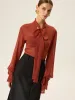 Semi-Sheer Chiffon Tie Neck Blouse sold by COMMENSE