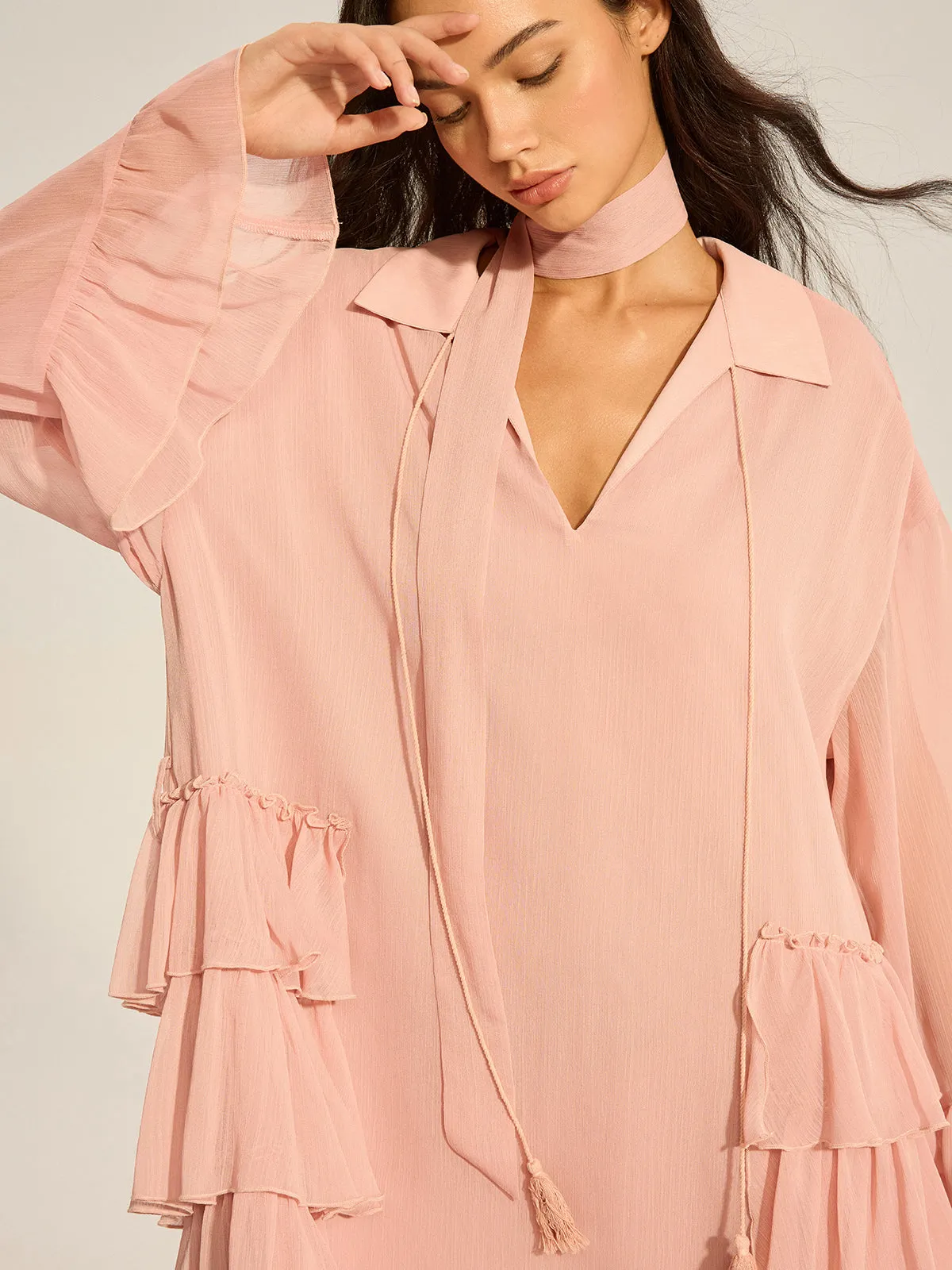 Chiffon Ruffled Mini Dress sold by COMMENSE product image thumbnail 5