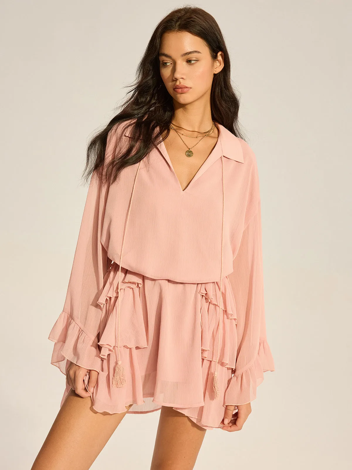 Chiffon Ruffled Mini Dress sold by COMMENSE product image thumbnail 2