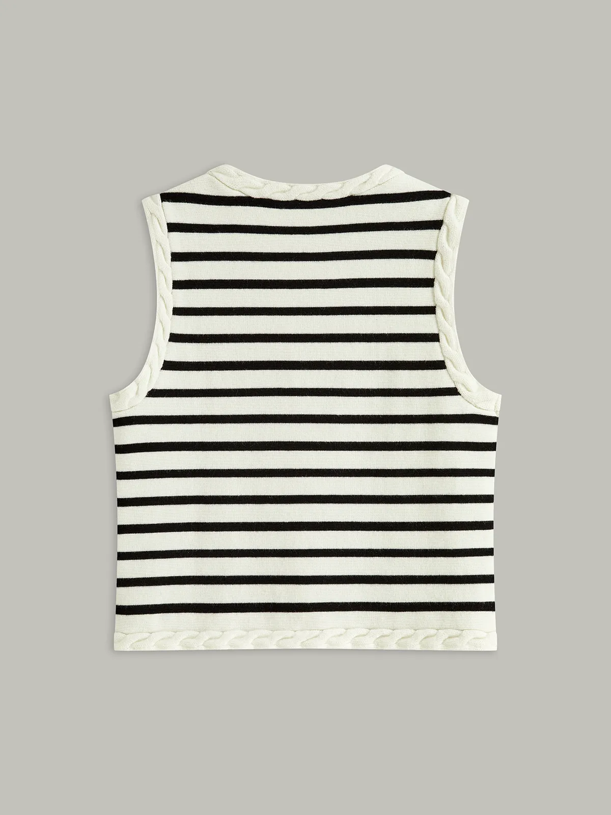 Cable Knit Trim Striped Vest sold by COMMENSE product image thumbnail 3