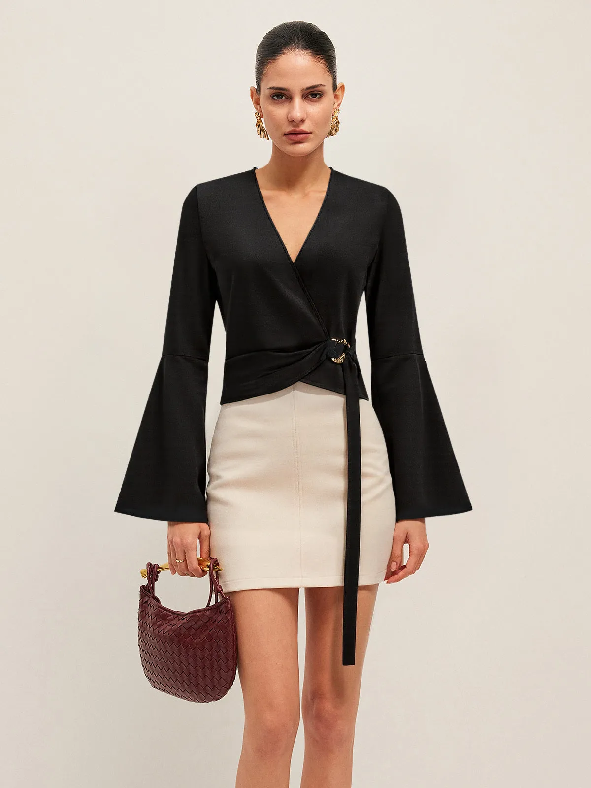 Bell Sleeves Wrap Top sold by COMMENSE product image thumbnail 2