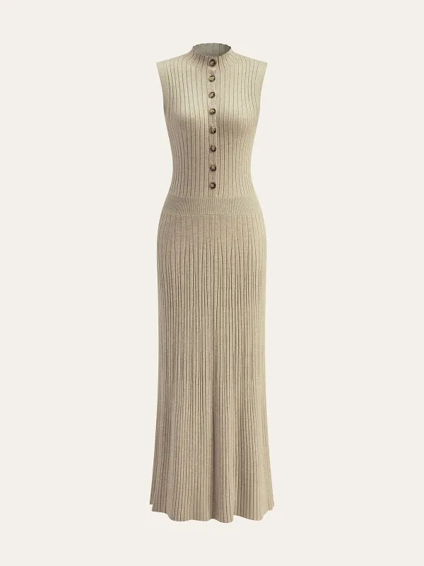 Wool Blend Ribbed Button Maxi Dress sold by COMMENSE