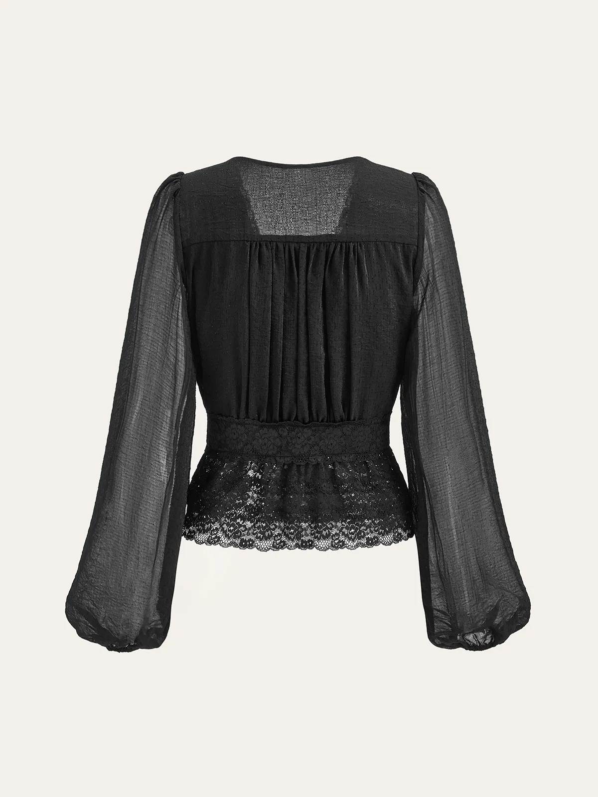 Lace Trim Pearl Button Top sold by COMMENSE product image thumbnail 4