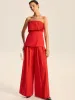 Cotton Blend Strapless Pleated Top sold by COMMENSE