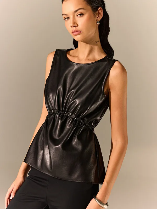 PU Leather Sleeveless Top sold by COMMENSE