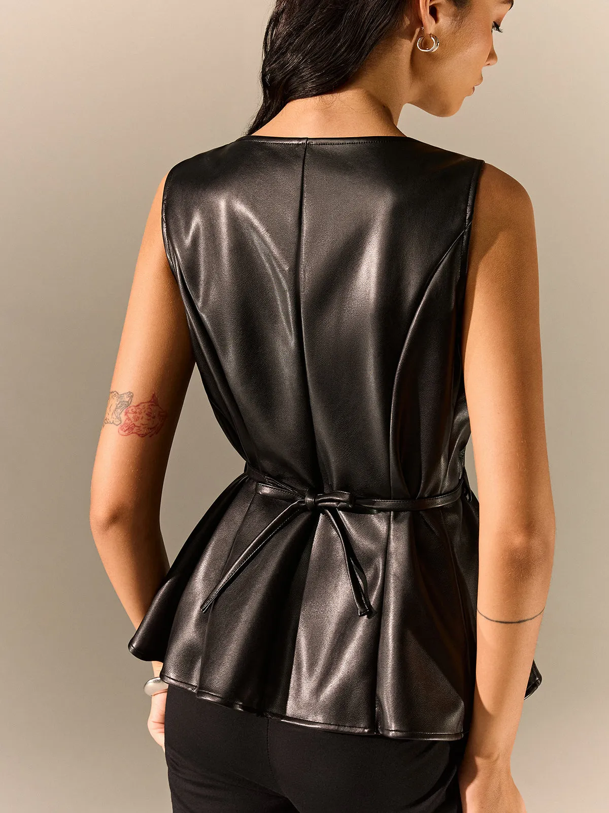 PU Leather Sleeveless Top sold by COMMENSE product image thumbnail 4