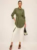 Cotton & Linen Belted Long-Sleeve Shirt sold by COMMENSE