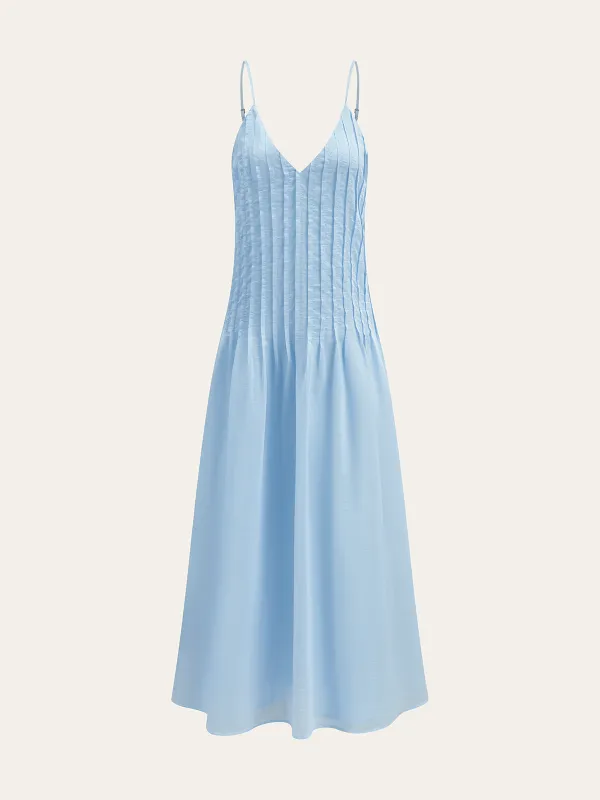 V-Neck Cami Pleated Maxi Dress sold by COMMENSE