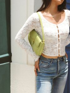 Daisies Floral Lace Crop Blouse sold by COMMENSE