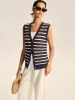 Striped Knitted Button Vest sold by COMMENSE
