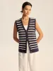 Striped Knitted Button Vest sold by COMMENSE