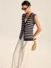 Striped Knitted Button Vest sold by COMMENSE