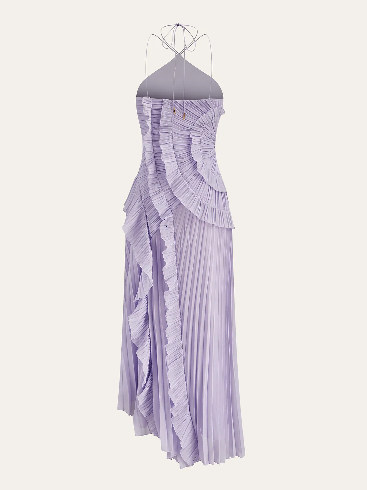 Chiffon Pleated Ruffle Halter Neck Maxi Dress sold by COMMENSE product image thumbnail 2