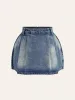 Denim Mid-Waisted Pleated Mini Skirt sold by COMMENSE