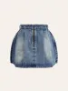 Denim Mid-Waisted Pleated Mini Skirt sold by COMMENSE