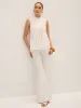 Semi-Sheer Pleated Mock Neck Blouse sold by COMMENSE