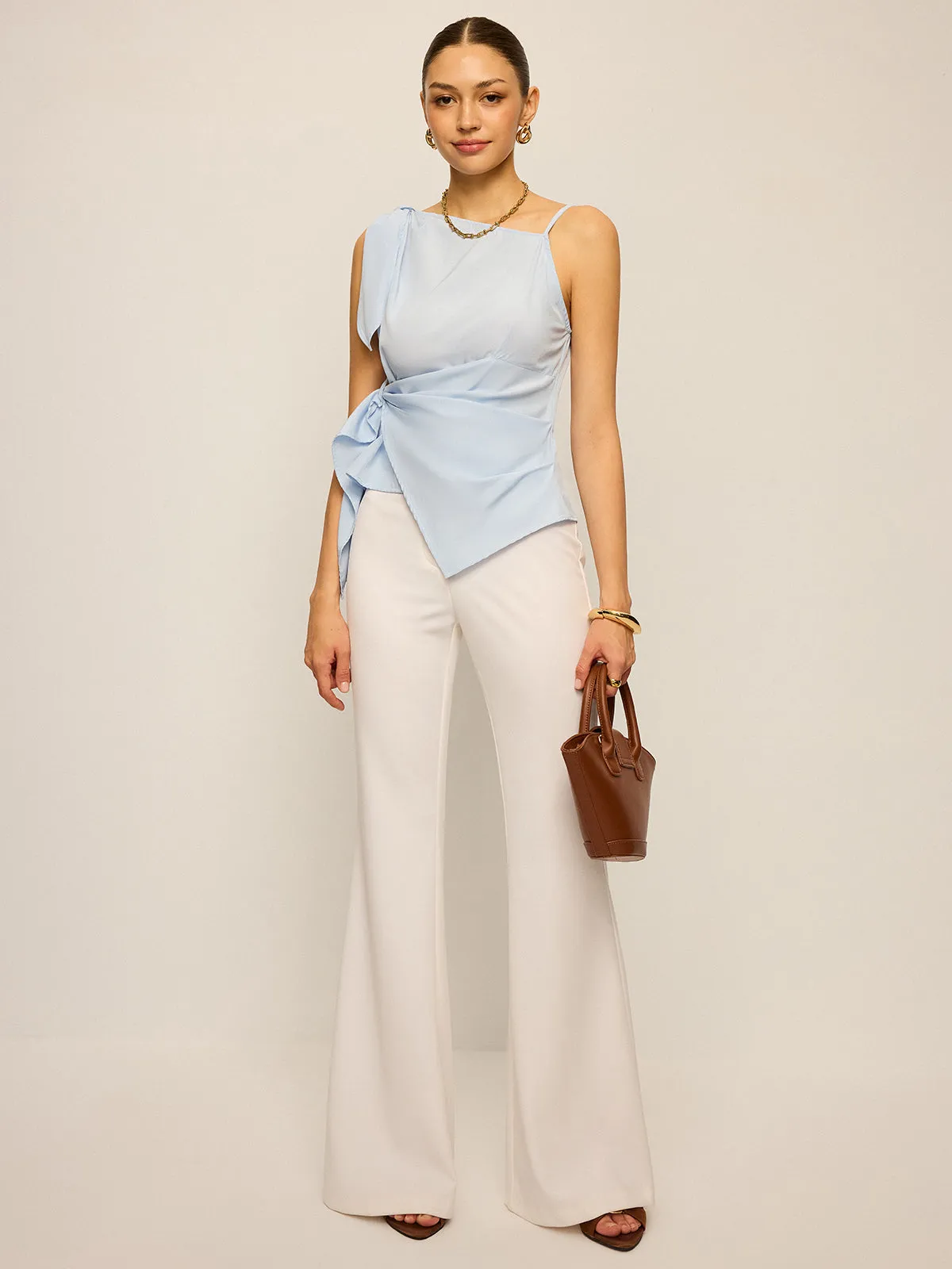 Asymmetric Knotted Tank Top sold by COMMENSE